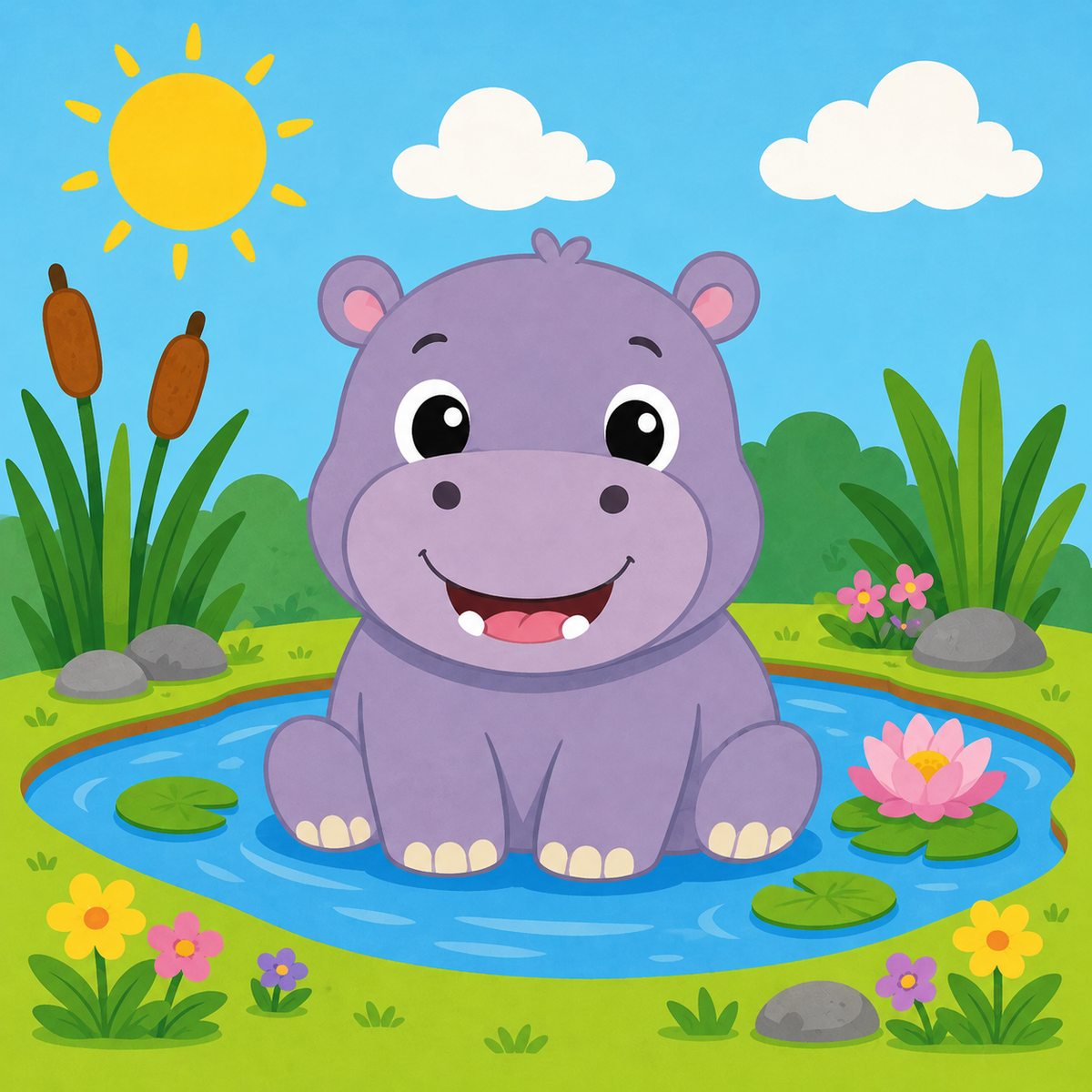 Happy Little Hippo Easy Paint by Numbers Kit